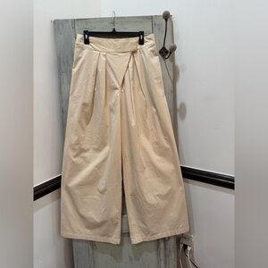 The Drop Women's Crème Brulee Wide Leg Pant Cross over pleated Large NWT